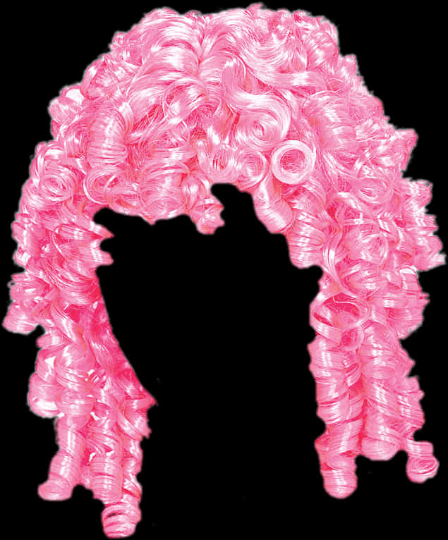 Pink Curly Wig Isolated PNG