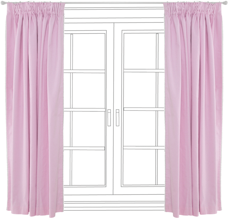 Pink Curtains French Doors PNG