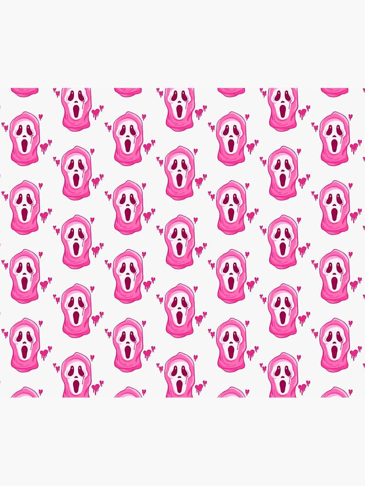 Pink Cute Ghostface In Pattern Wallpaper