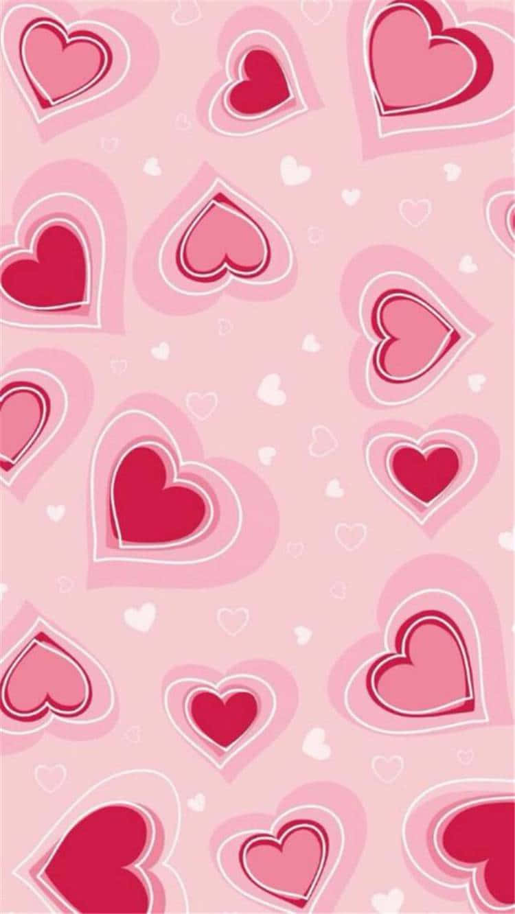 Ilustracióndigital De Corazones Rosados Y Lindos Para San Valentín. Fondo de pantalla