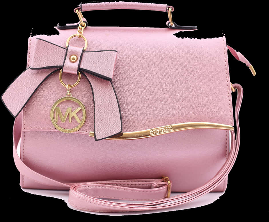 Pink Designer Crossbody Bagwith Bow Accent PNG