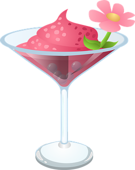 Pink Dessert Cocktail Illustration PNG