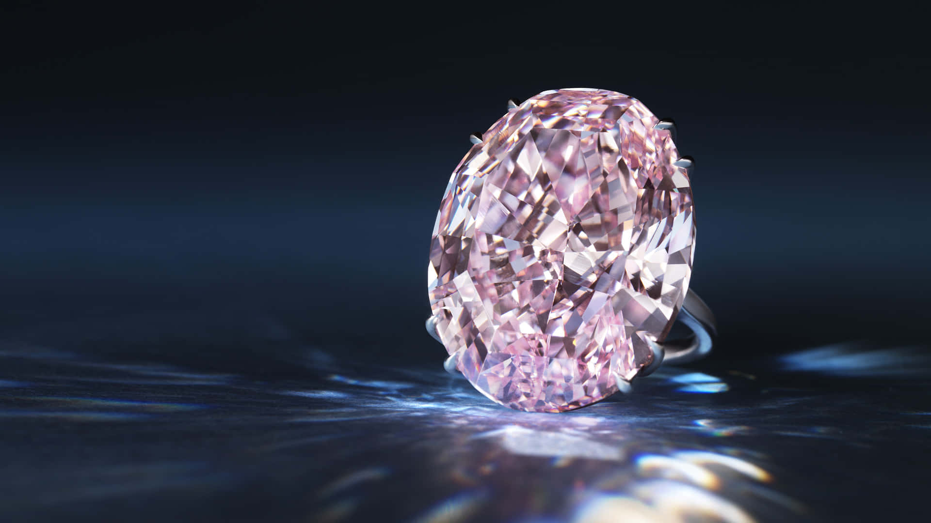 Sparkling Pink Diamond Against Light Blue Background