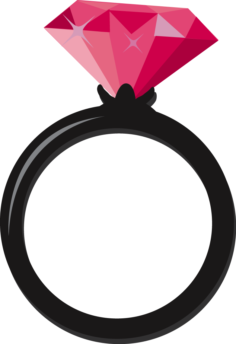 Pink Diamond Engagement Ring Illustration PNG