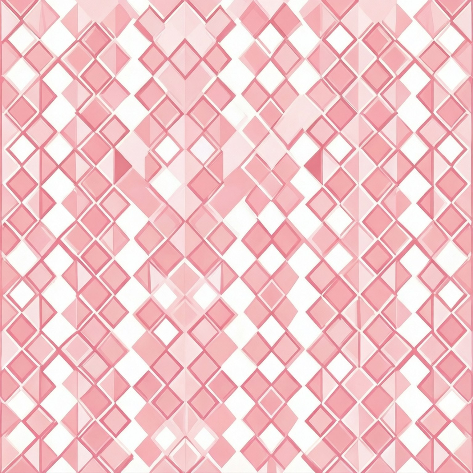 Pink Diamond Pattern Wallpaper — A repeating geometric pattern of overlapping pink and white diamonds creates a soft textured wallpaper design.