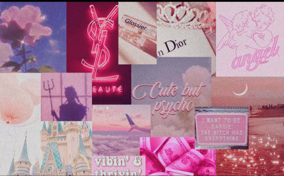 Pink Collage With Many Pictures Of Pink Wallpaper