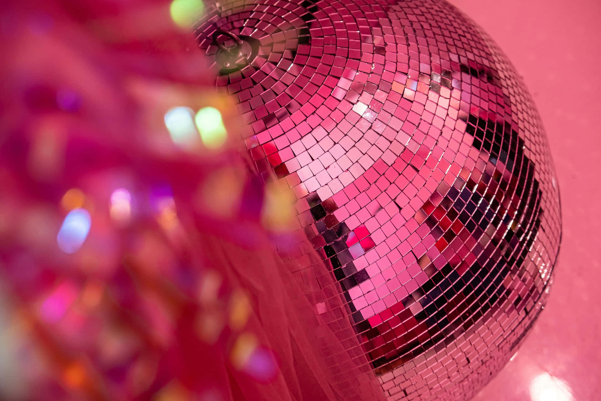 Pink Disco Ball Glitter Wallpaper