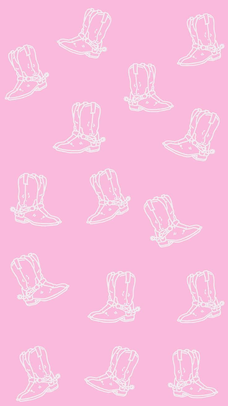 Pink Disco Cowgirl Boots Pattern Wallpaper