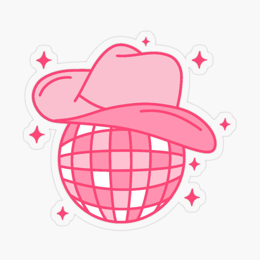 Pink Disco Cowgirl Hat Sticker Wallpaper