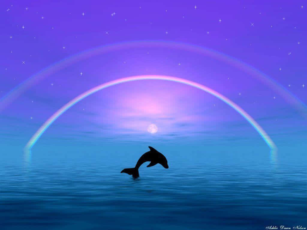 Unhermoso Delfín Rosa Nadando En El Océano Fondo de pantalla