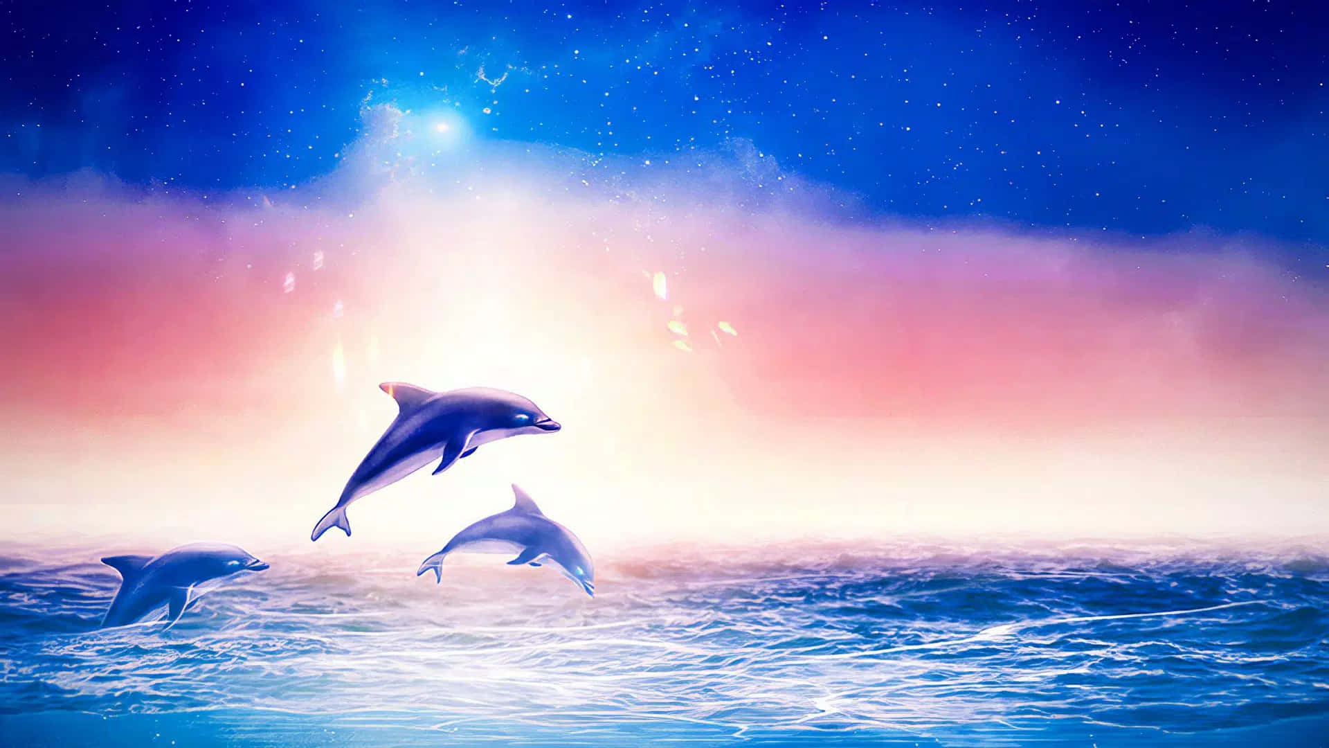 Enrosa Delfin Som Simmar I Havet. Wallpaper