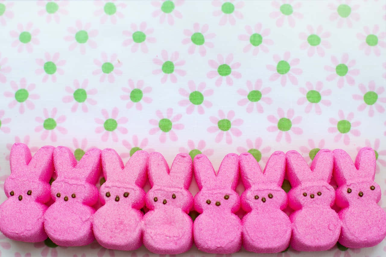 Pink Easter Bunny Peeps Row Wallpaper