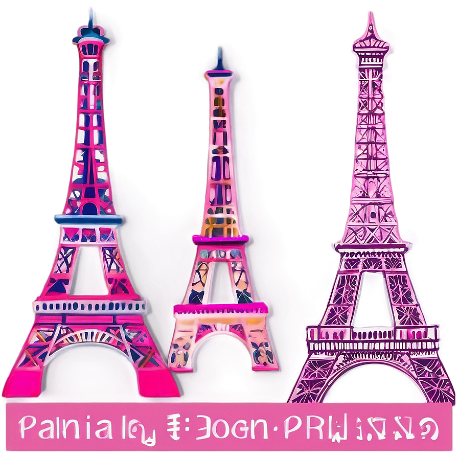 Pink Eiffel Tower Art Png Gbo PNG