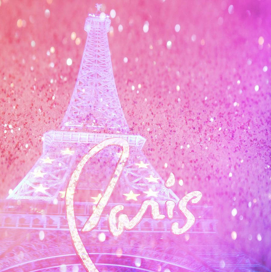 Pink Eiffel Tower Glittery Wallpaper