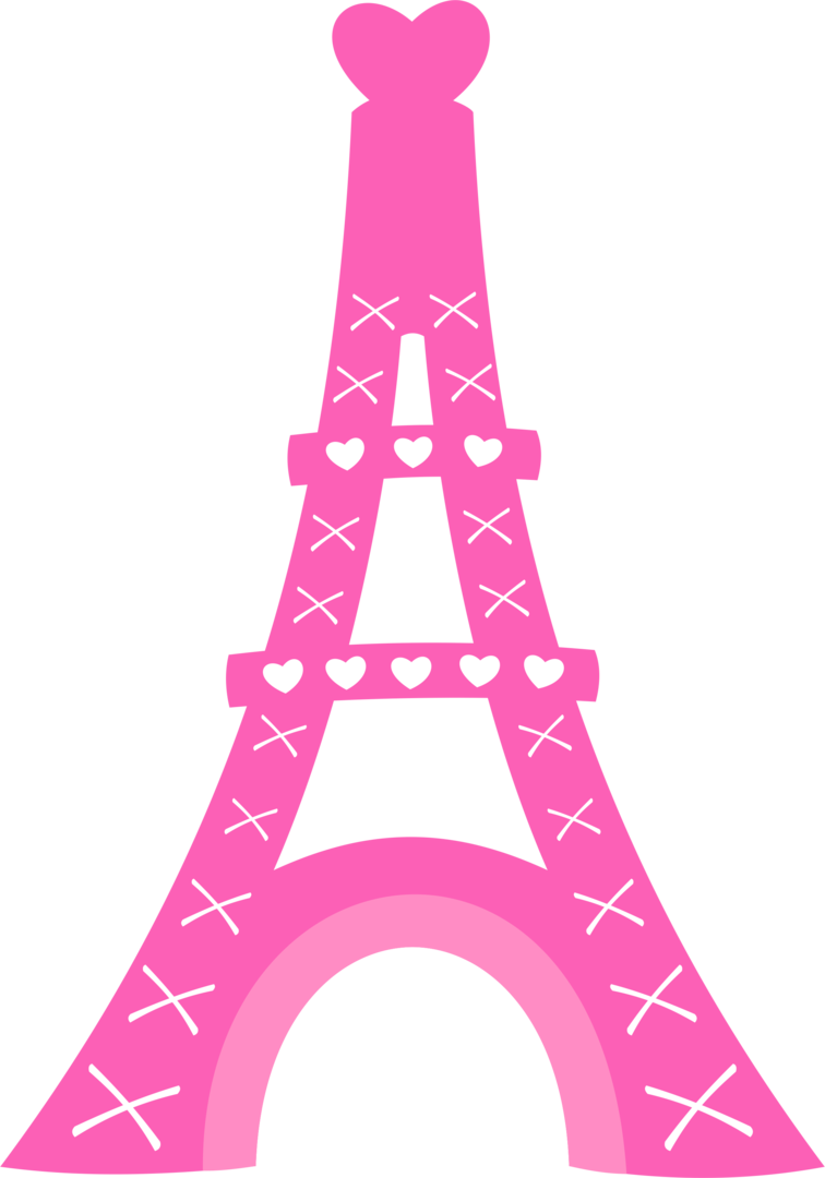Pink Eiffel Tower Illustration PNG