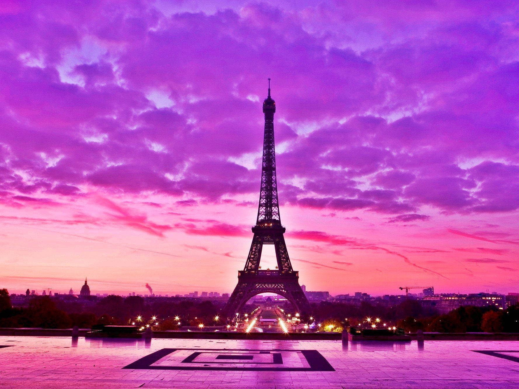 Pink Eiffel Tower Painting Wallpaper