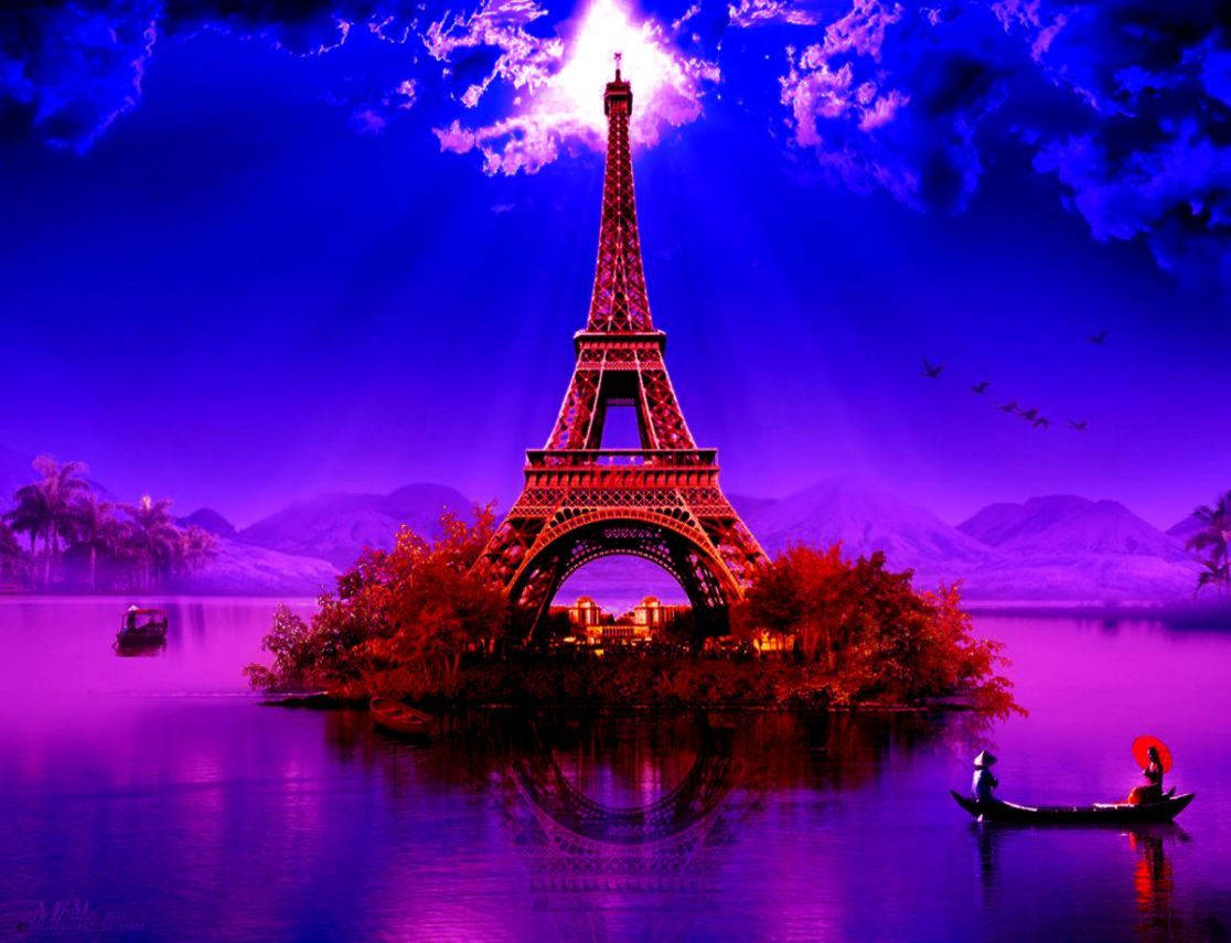 Pink Eiffeltårnet Vand Wallpaper