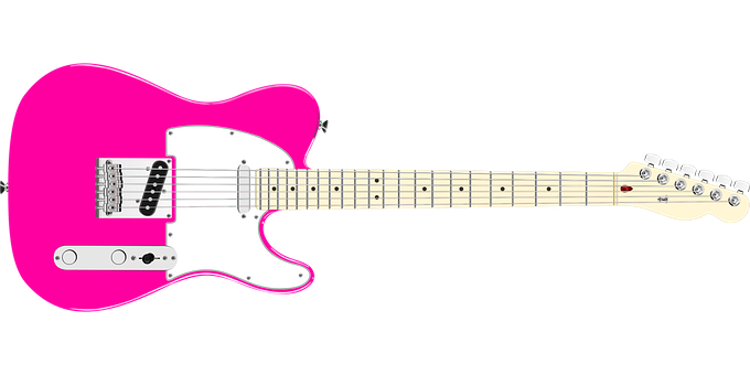 Pink Electric Guitar Isolated PNG