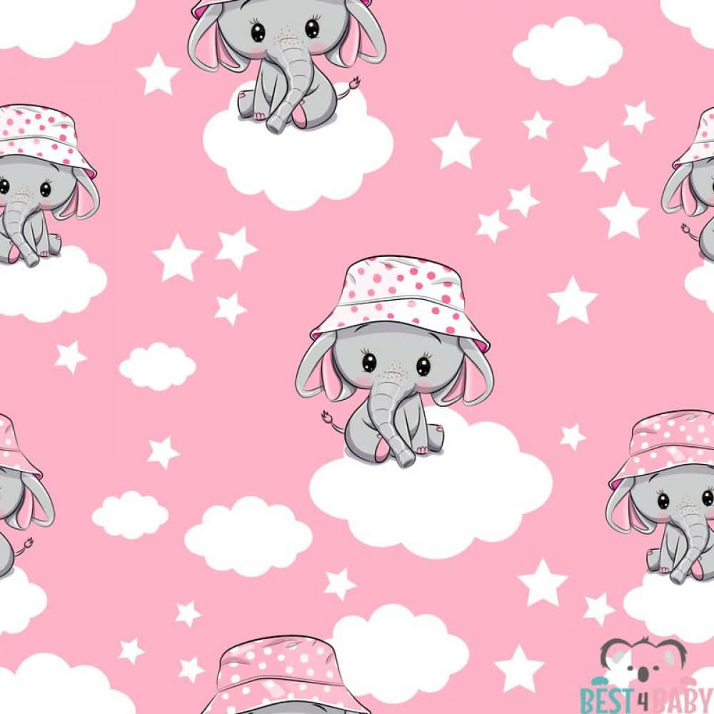 Pink Elephant in a Vibrant Environment Wallpaper