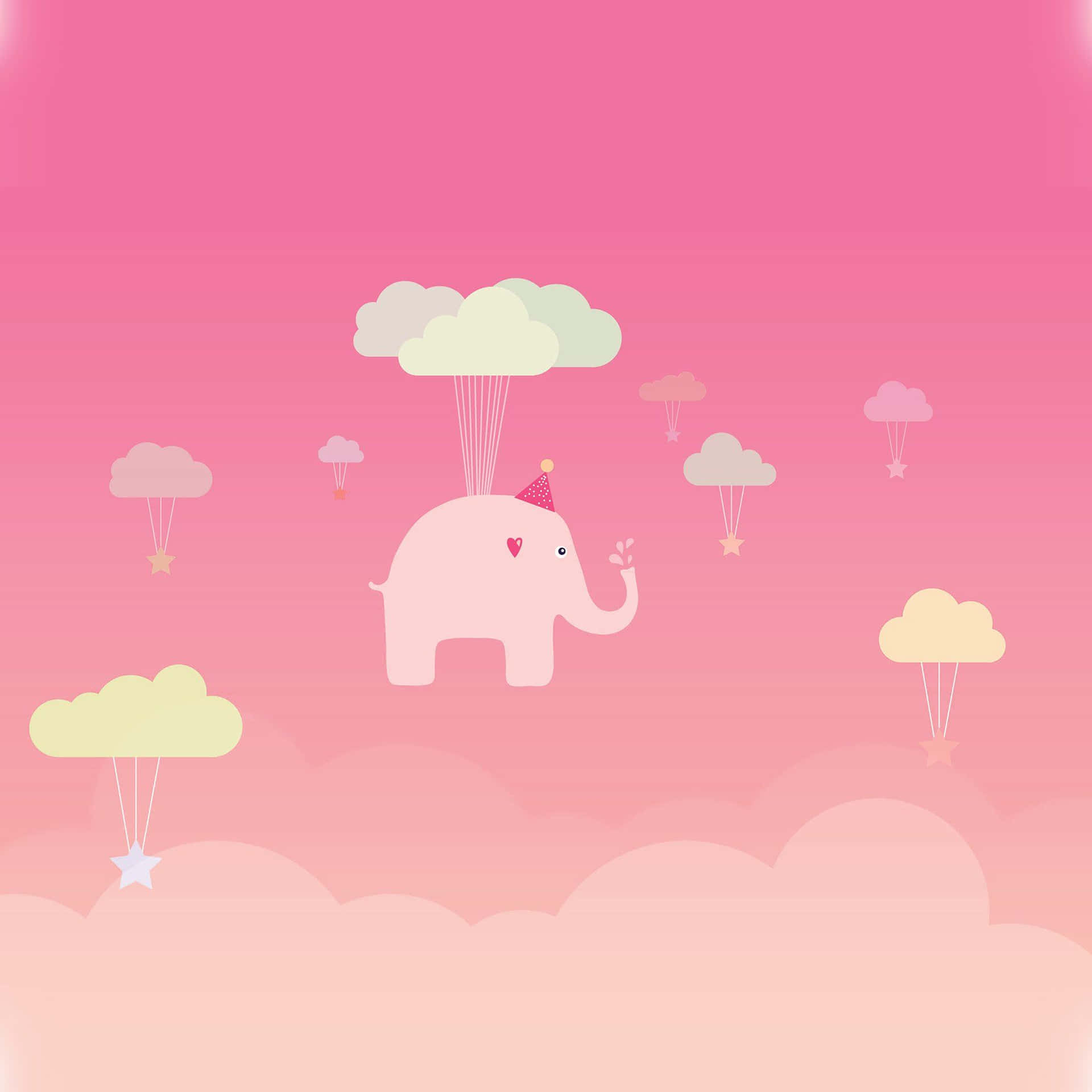 A Dreamy Pink Elephant Roaming the Skies Wallpaper