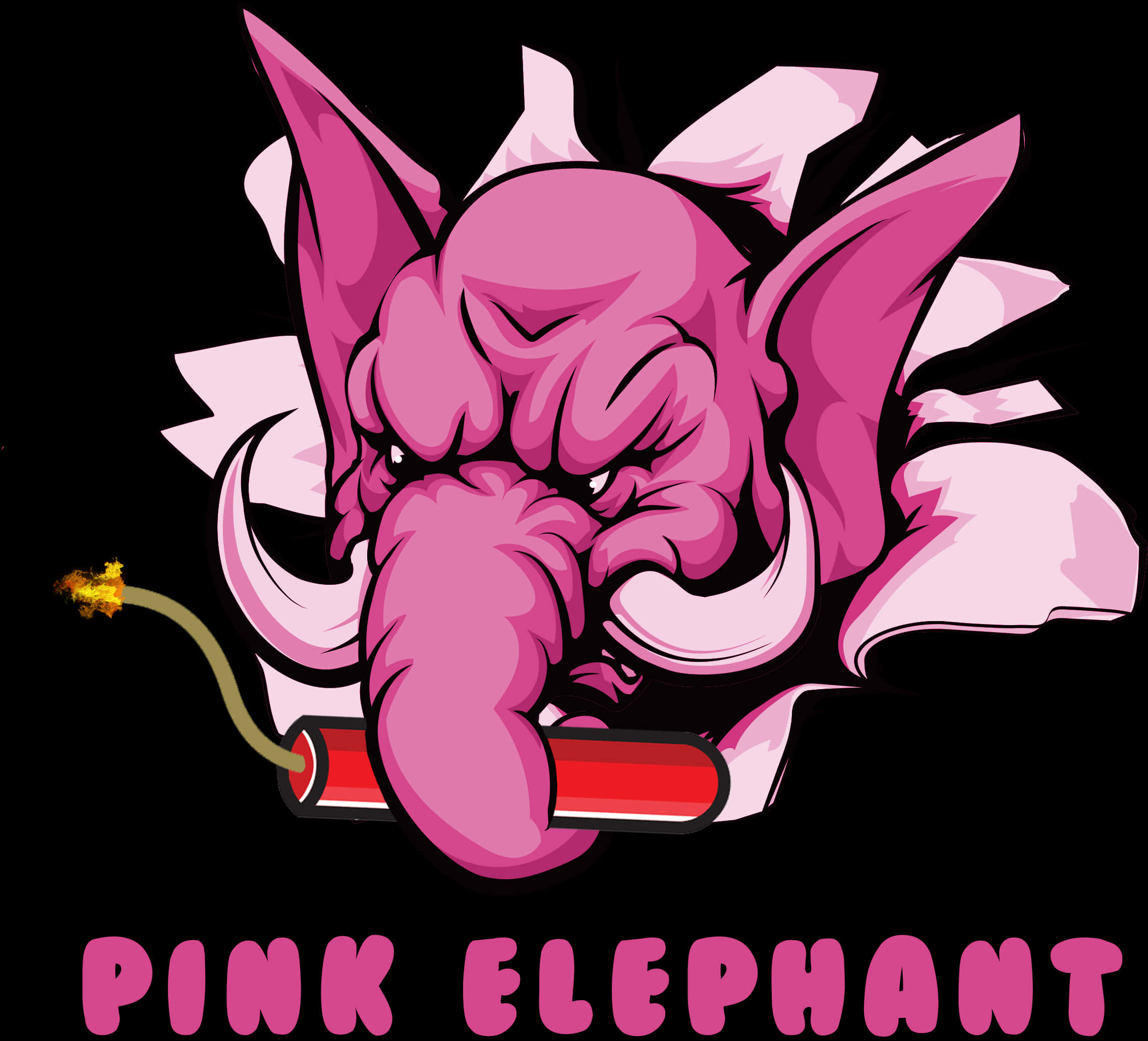 Pink Elephant Cartoon Illustration PNG