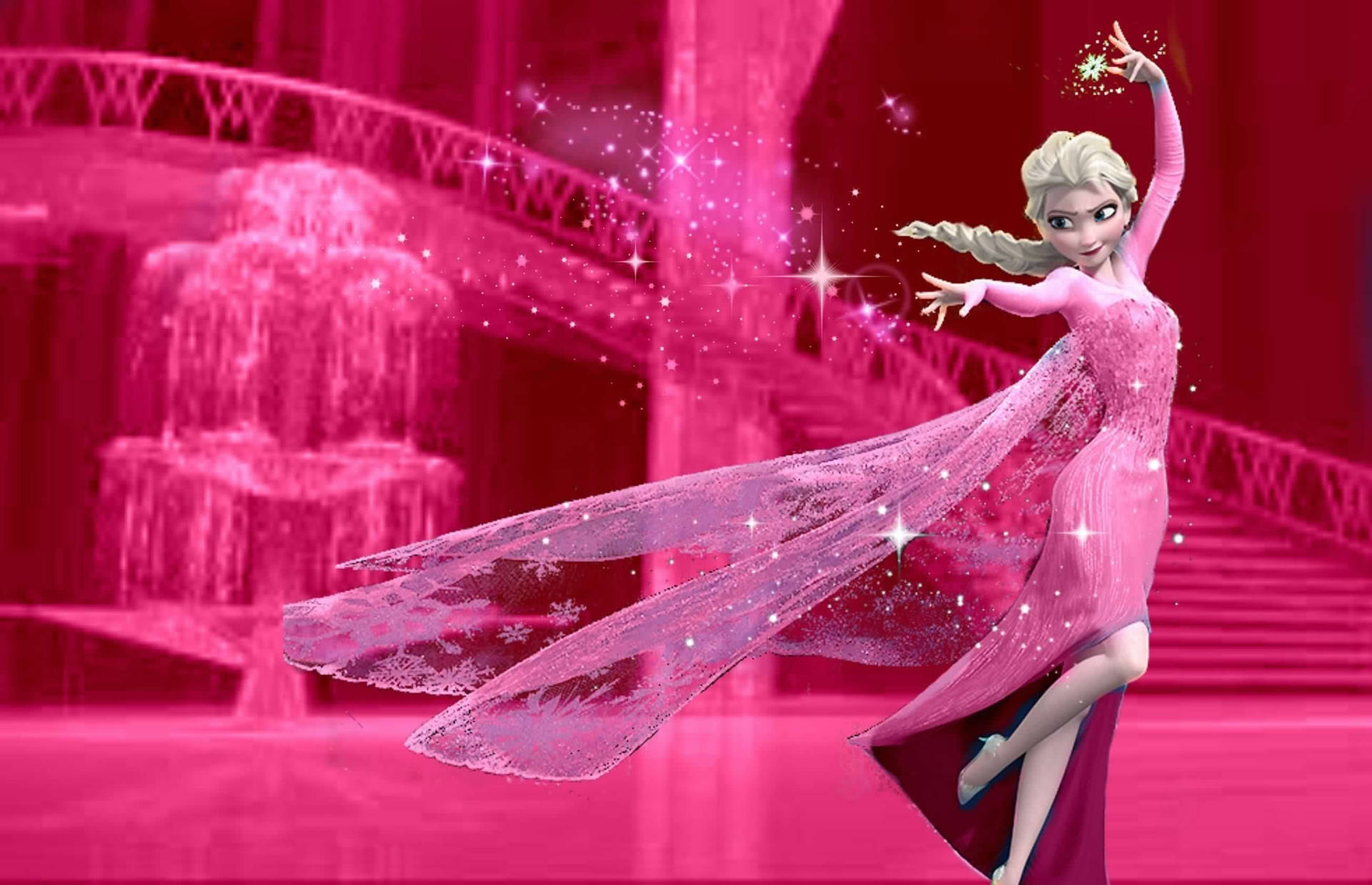 Pink Elsa Frozen Castle Dance Wallpaper