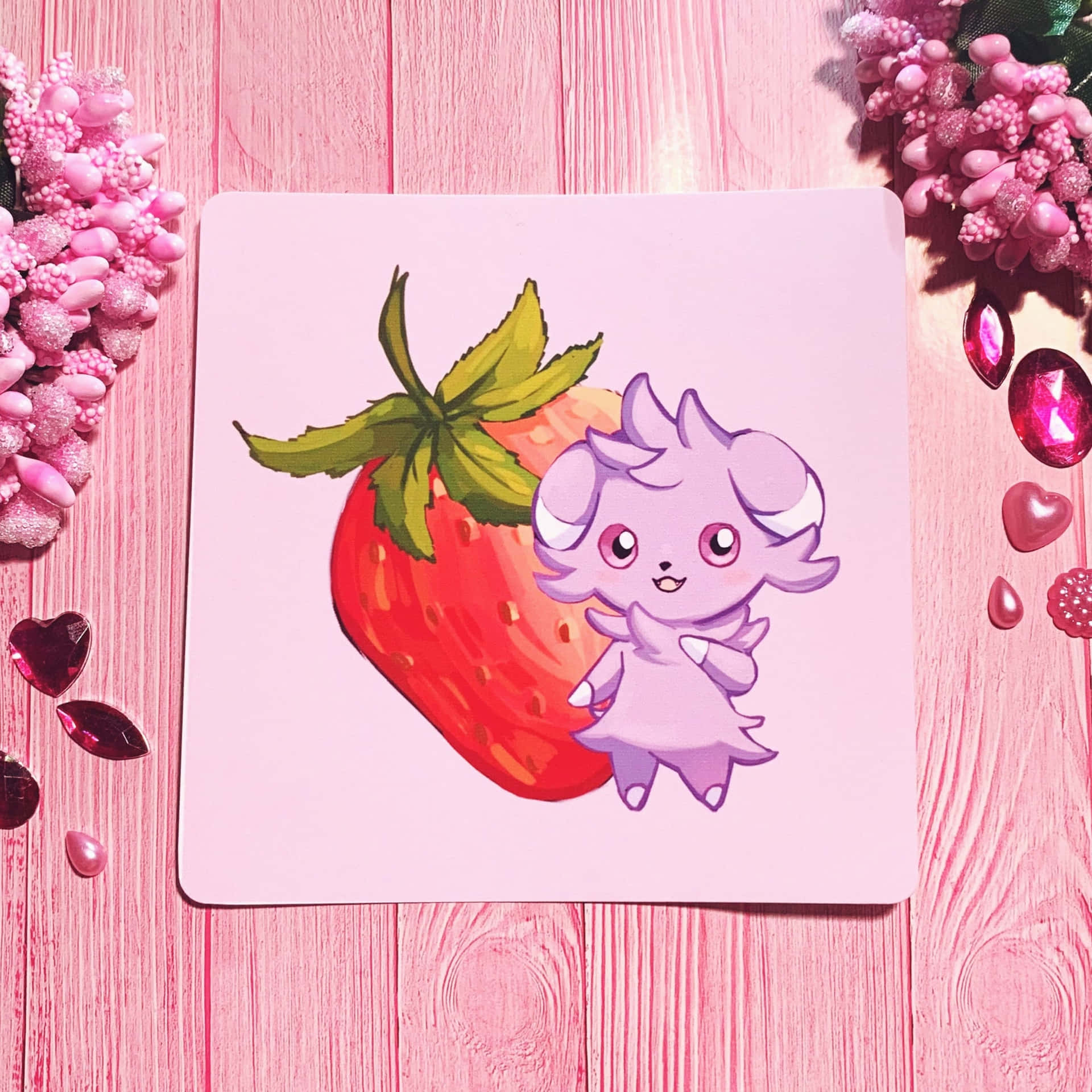 Pink Espurr With Strawberry Wallpaper