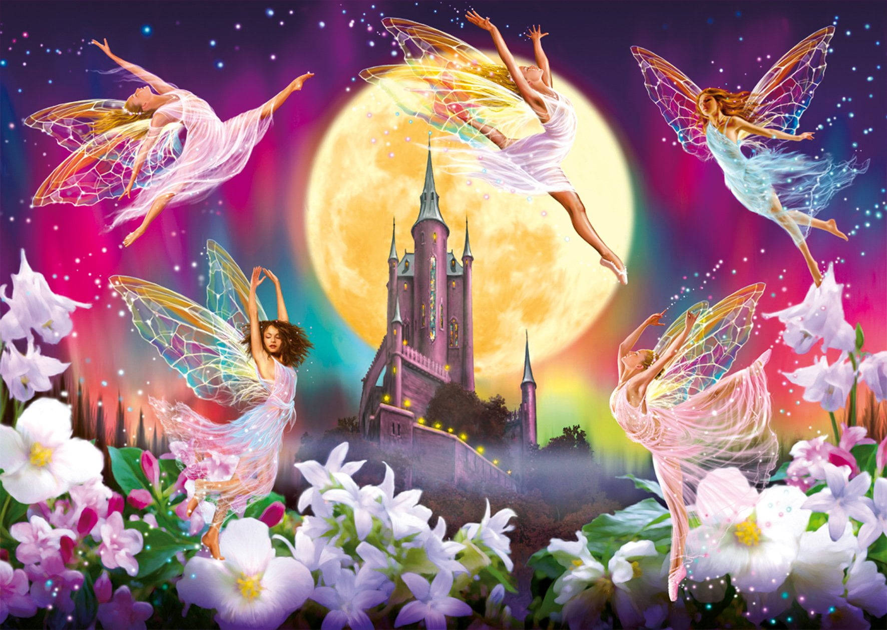Pink Fairy Castle Fairytale Wallpaper