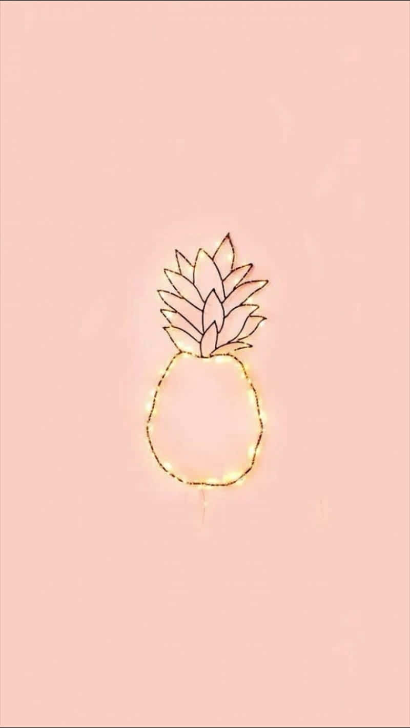 A Pineapple With Lights On A Pink Background Wallpaper
