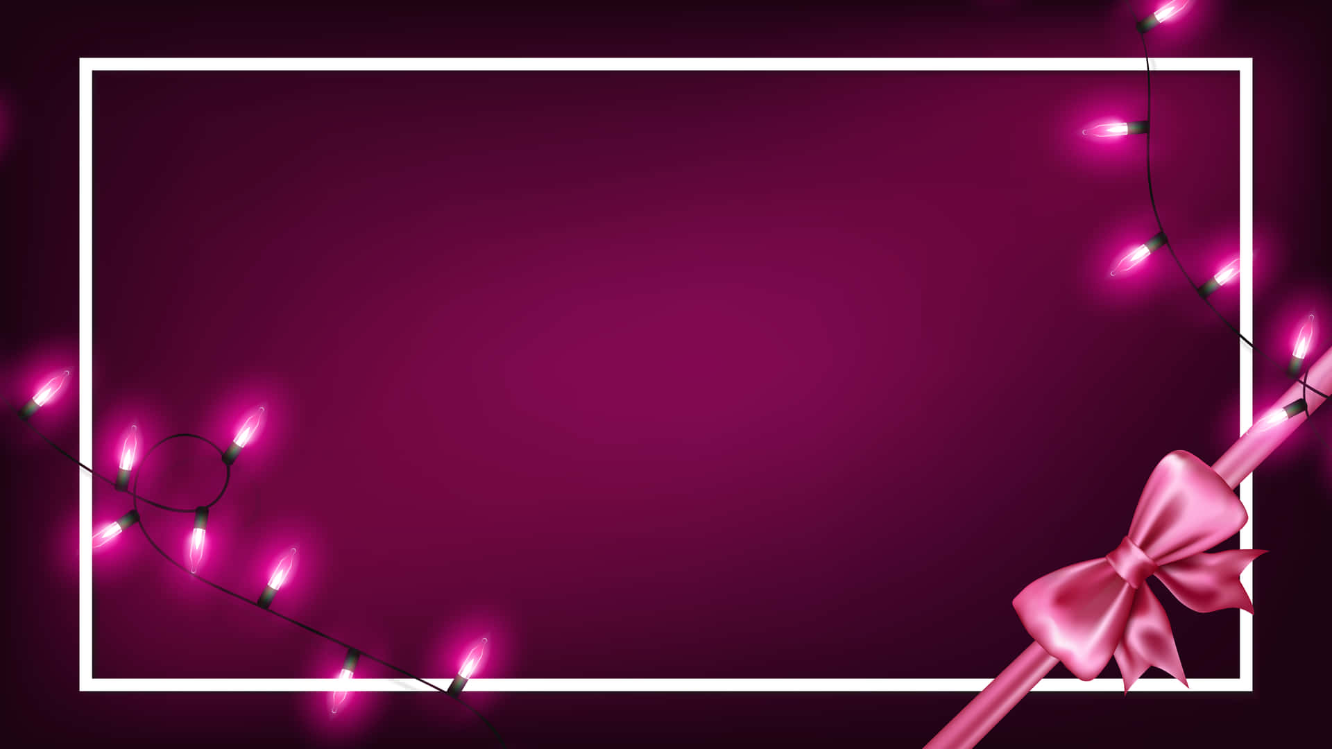 A Pink Frame With Lights And A Bow Wallpaper