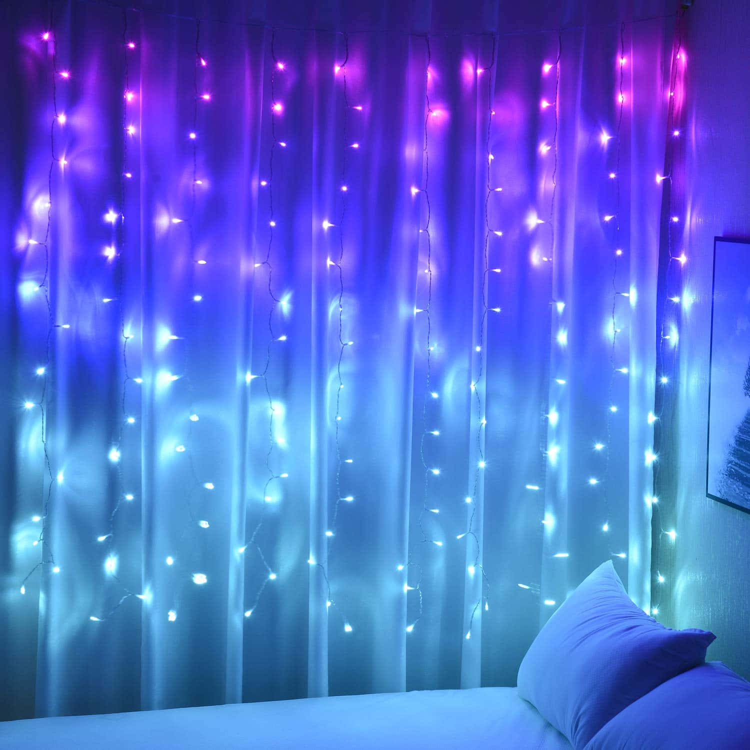 A Bed With A Bed Sheet And A Bed Lamp Wallpaper