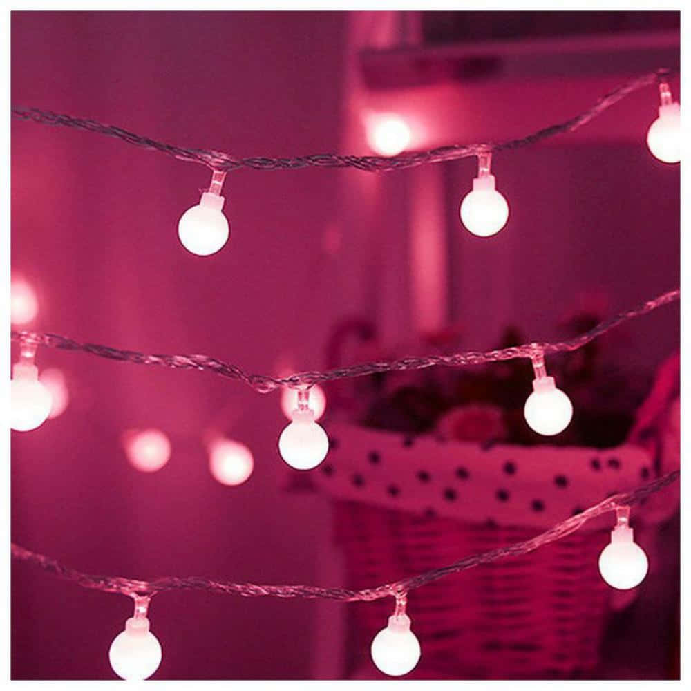 Pink String Lights With Pink Balls Wallpaper