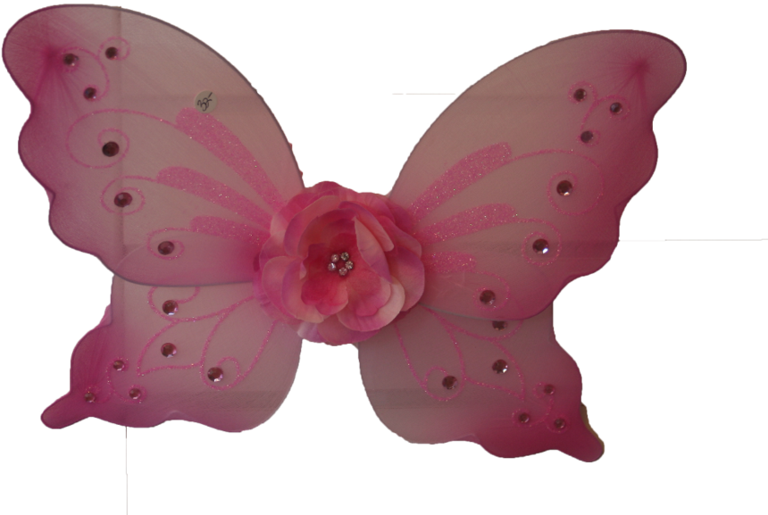 Pink Fairy Wingswith Flower Accent PNG