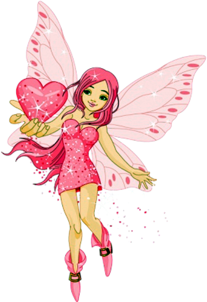 Pink Fairy With Heart Wings PNG