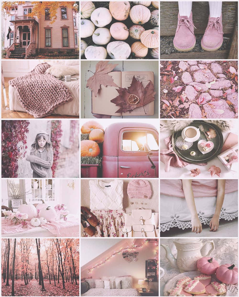 Pink Fall Aesthetic Collage Wallpaper