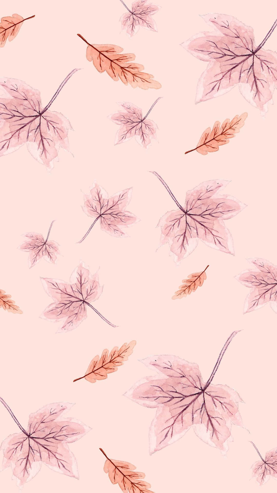 Pink Fall Leaves Pattern Wallpaper