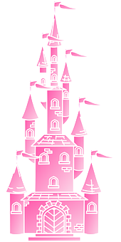 Pink Fantasy Castle Illustration PNG