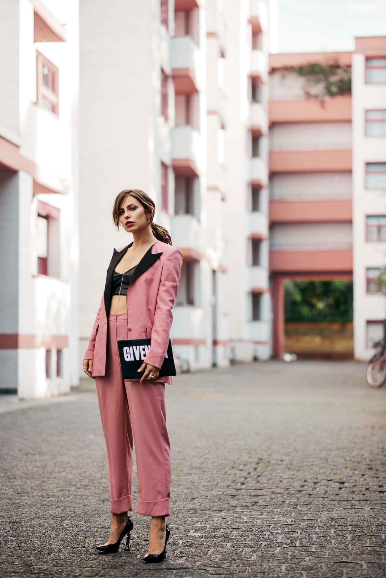 Elegant Woman in Pink Fashion Wallpaper