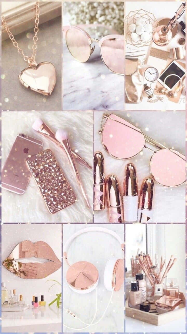 Pink Fashion Accessories Collage Wallpaper