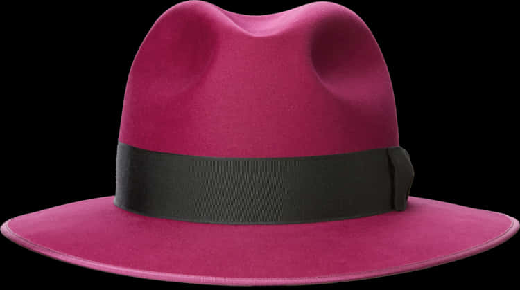 Pink Fedora Hat Black Band PNG