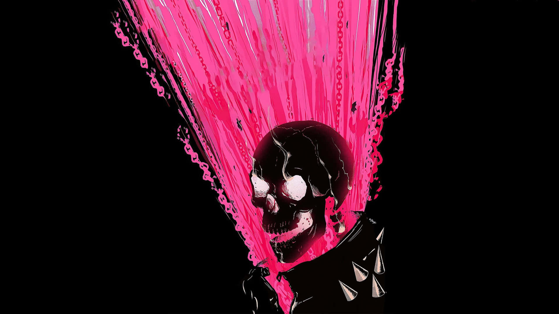 Pink Flame Skull Art Wallpaper