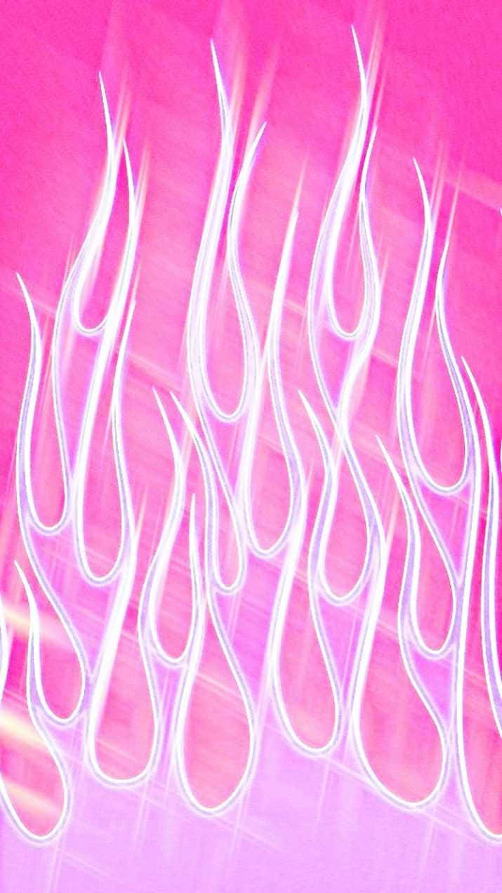 Pink Flames In Thin Strokes Wallpaper