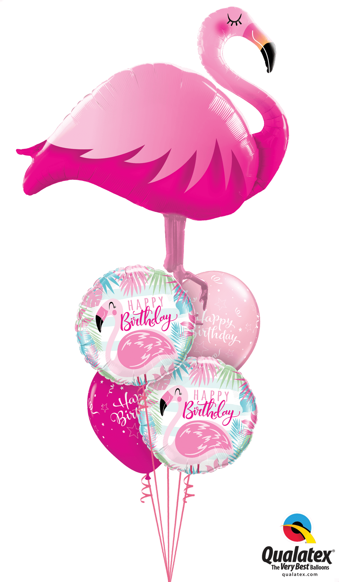 Pink Flamingo Birthday Balloons PNG