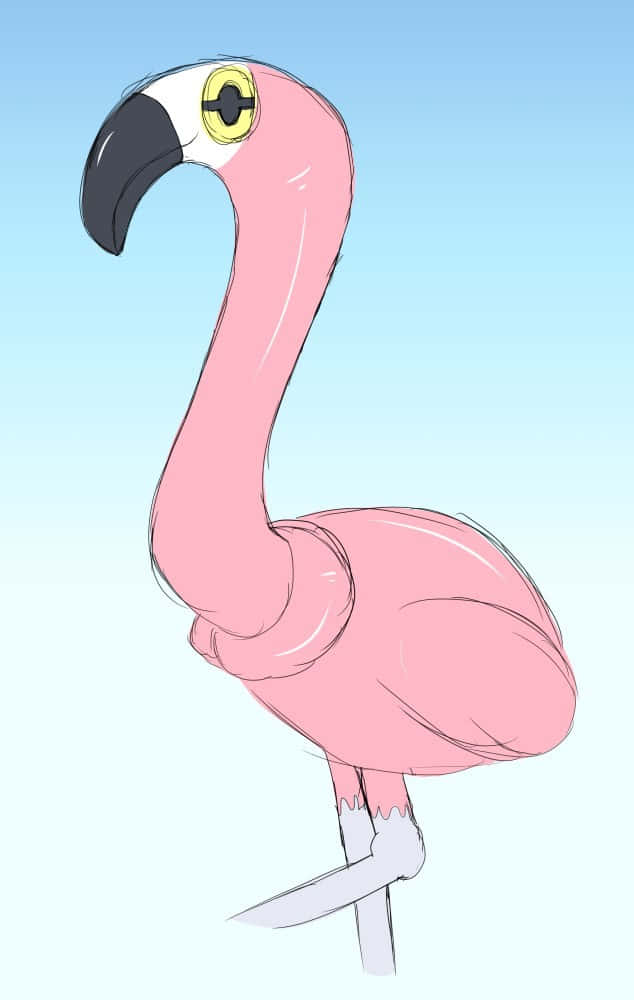 Pink Flamingo Cartoon Illustration Wallpaper