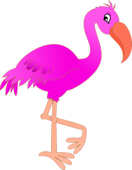 Pink Flamingo Cartoon Illustration PNG
