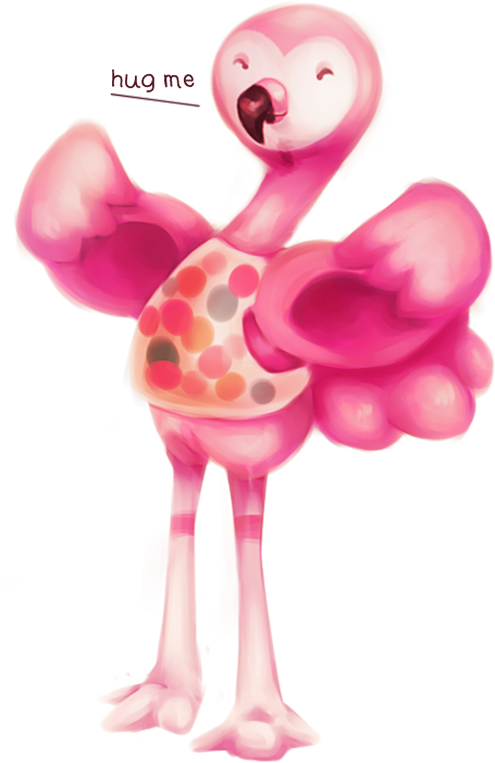 Pink Flamingo Character Hug Me PNG