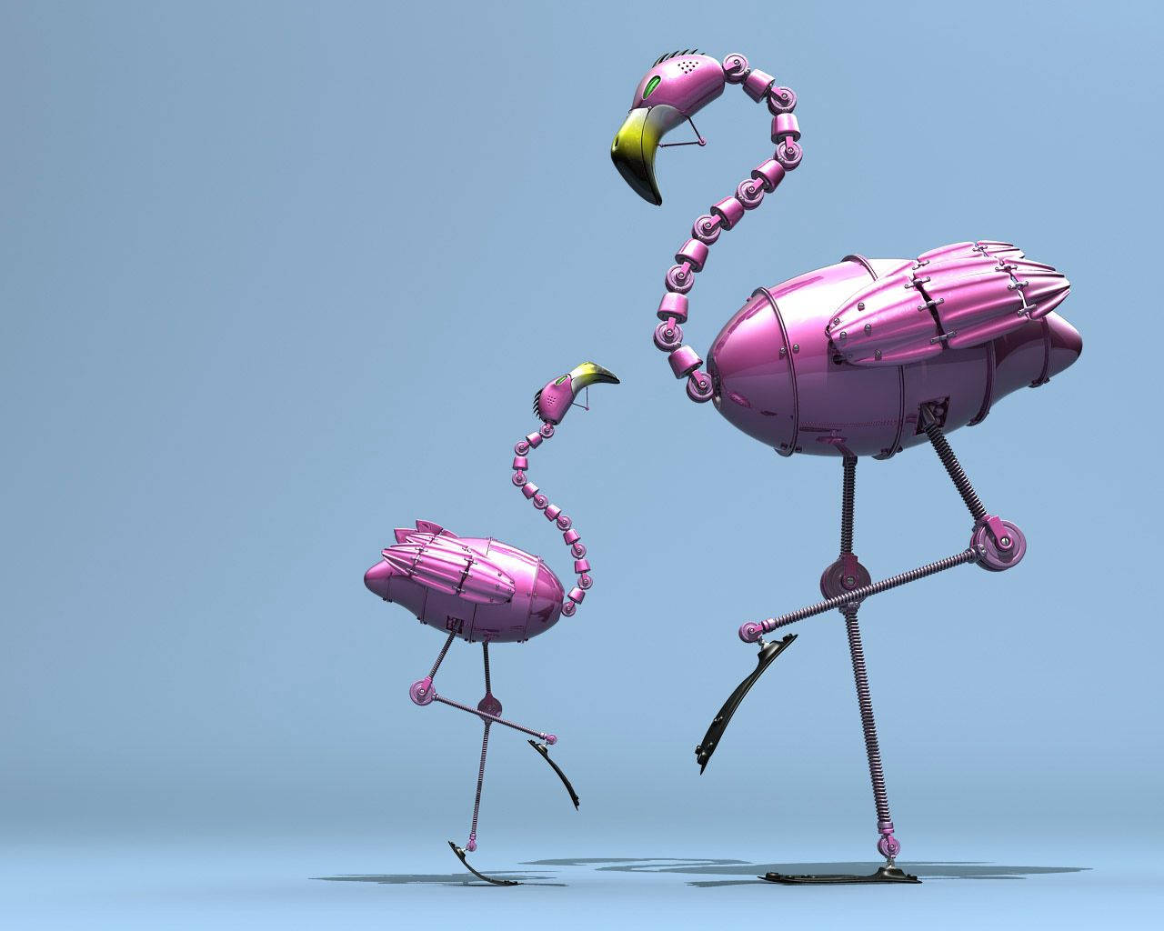 Pink Flamingo Robot Wallpaper