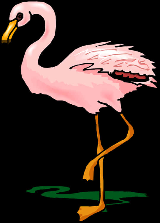 Pink Flamingo Standing One Leg PNG