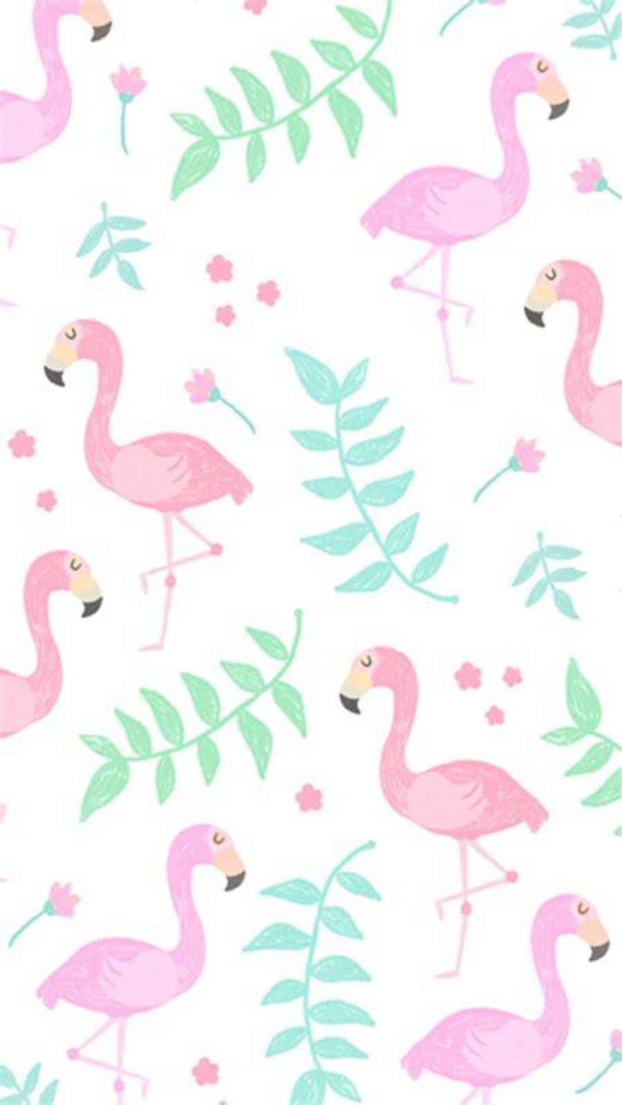 A Flock of Graceful Pink Flamingos Wallpaper