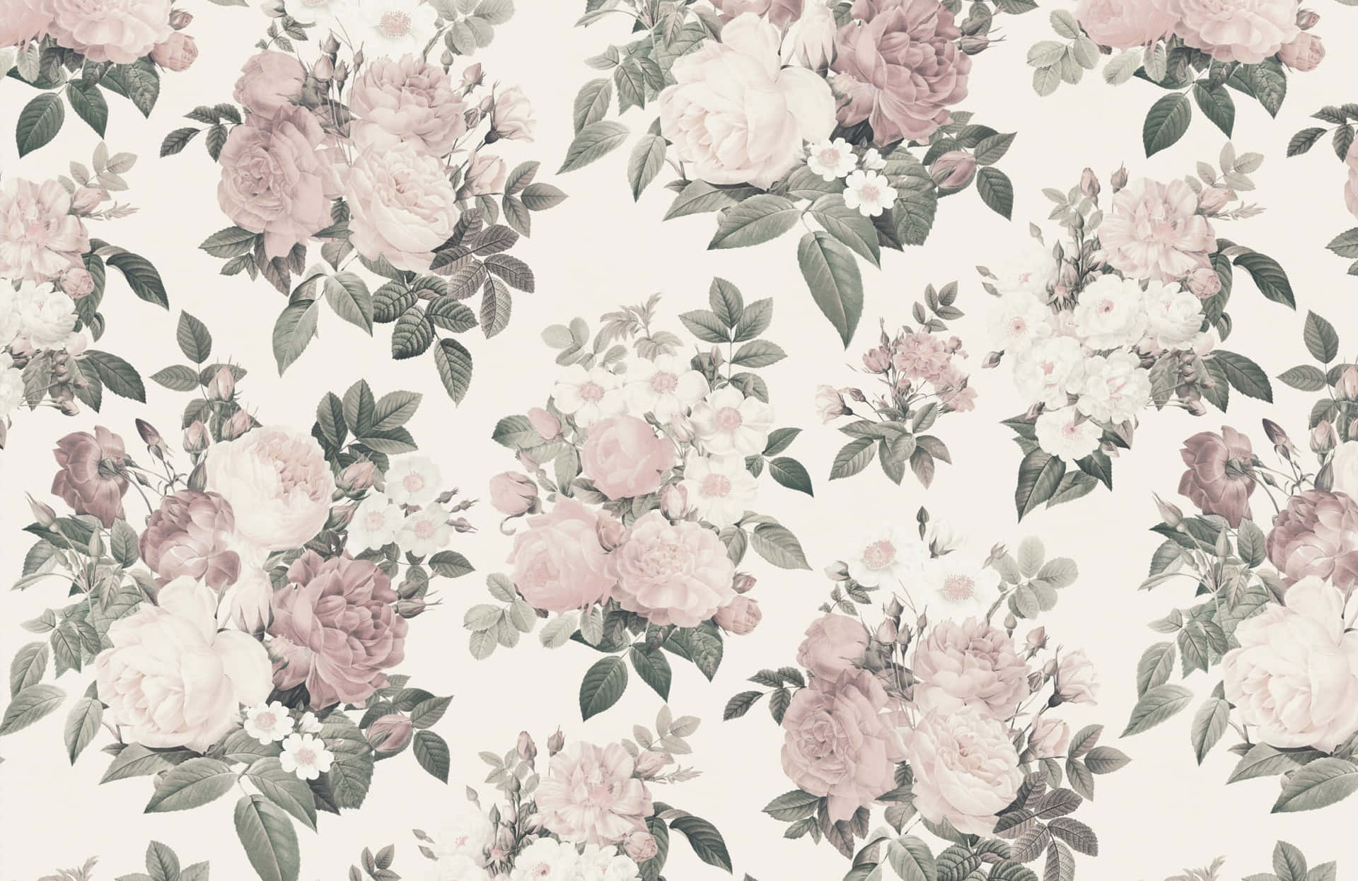 Pink Brown Floral Design Wallpaper